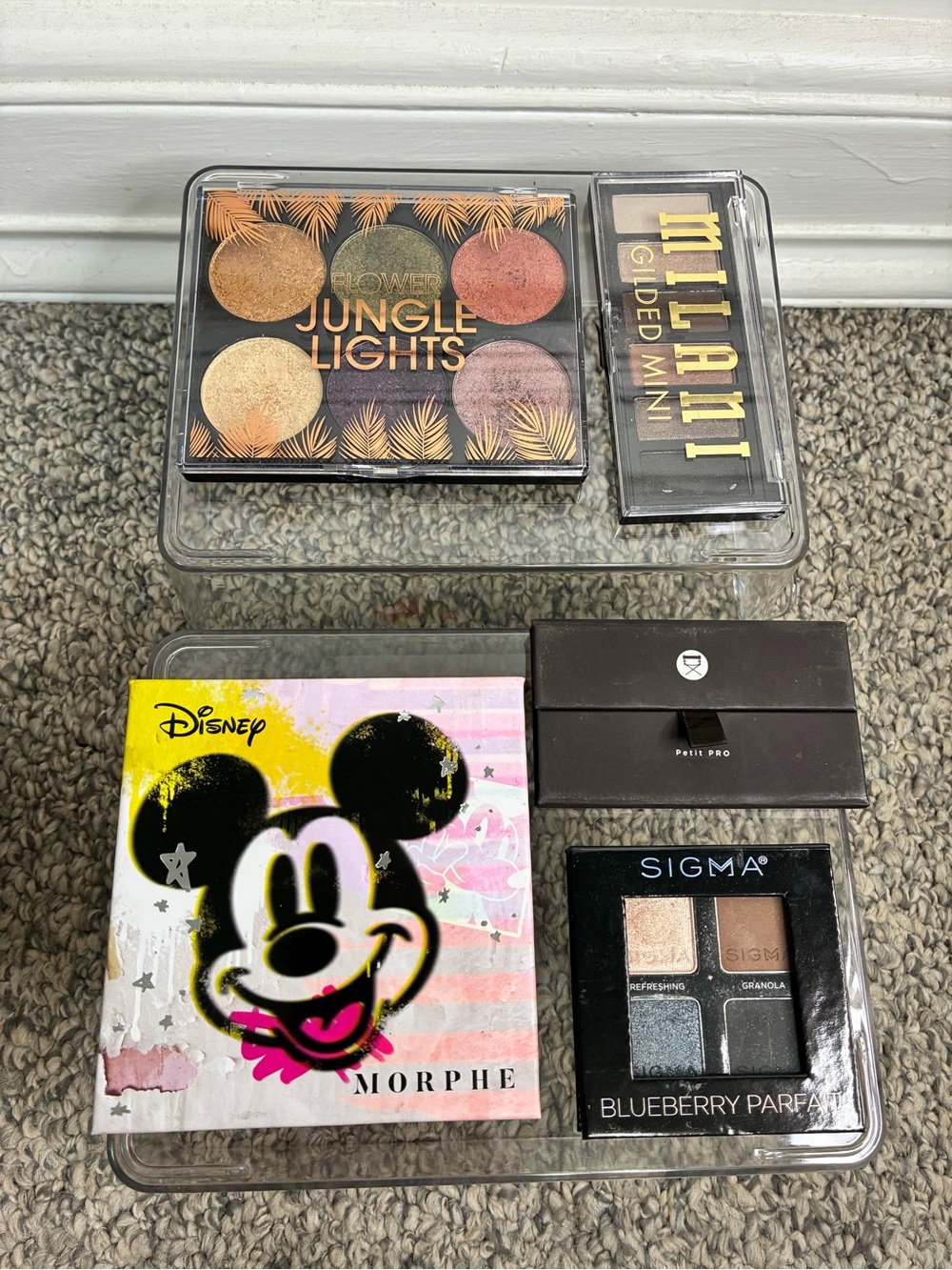 5 eyeshadow palettes Morphe Milani, Sigma, Viseart, Flower Beauty